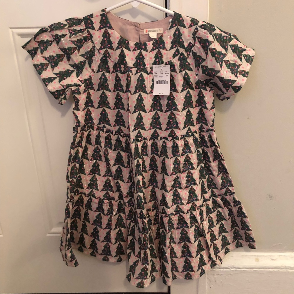 Brand NWT Crewcuts Christmas dress with Christmas Trees